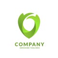 Stylish green leaf logo