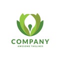 Stylish green leaf logo