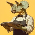 Stylish Hadrosaur Waiter Ready to Serve