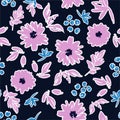 Stylish hand brushed stroke of blooming flower art paint mood seamless pattern in vector EPS10 ,Design for fashion, fabric,