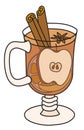 Stylish hand-drawn doodle cartoon style vector illustration. Hot warm winter spiced apple cider toddy grog white mulled