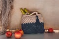 Stylish handmade bag with apples