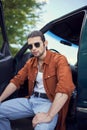 stylish handsome man with sunglasses and Royalty Free Stock Photo