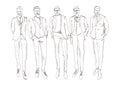 Stylish handsome mans in fashion clothes. Hand drawn beautiful young mens. Stylish mens set. Fashion mens sketch. Fashion men