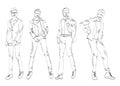 Stylish handsome mans in fashion clothes. Hand drawn beautiful young mens. Stylish mens. Fashion mens sketch. Fashion men