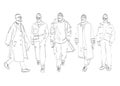 Stylish handsome mans in fashion clothes. Hand drawn beautiful young mens. Stylish mens. Fashion mens sketch. Fashion men model Royalty Free Stock Photo