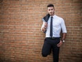 Stylish handsome young man wearing business suit Royalty Free Stock Photo