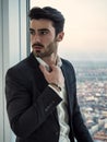 Stylish handsome young man wearing business suit Royalty Free Stock Photo