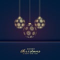 Stylish hanging golden christmas balls premium background