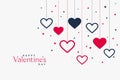 Stylish hanging hearts background for valentines day