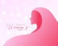 stylish happy women's day wishes card with pink lady face