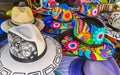 Stylish hats and caps on the Mexican market in Mexico