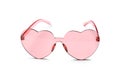 Stylish heart shaped glasses on white