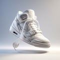 Stylish High Top Sneaker Floating on White, A Synthesis of Sporty Elegance and Comfort