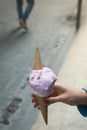 Stylish hipster woman holding an ice cream in her hand. Summer Royalty Free Stock Photo