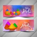 Stylish Holi festival beautiful banners set