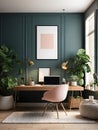 Modern home office design idea, work place for freelance job