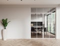 Stylish hotel kitchen interior with dining area with window. Mock up wall Royalty Free Stock Photo