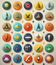 Flat icons and illustrations.