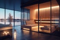 A stylish image featuring a beautifully designed sauna room with modern aesthetics, showcasing the integration of a sauna into a