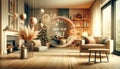 Cozy Living Room with New Year Sale Concept, AI Generated