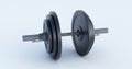 Stylish Iron Barbell, dumbbell isolated on white background. High resolution Royalty Free Stock Photo