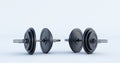 Stylish Iron Barbell, dumbbell isolated on white background. High resolution, Gym equipment Royalty Free Stock Photo