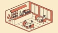 Stylish Isometric Restaurant Interior with Diners, vector design Generative AI Royalty Free Stock Photo