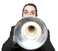 Stylish jazz man playing the trumpet Royalty Free Stock Photo