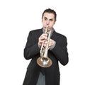 Stylish jazz man playing the trumpet Royalty Free Stock Photo