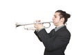 Stylish jazz man playing the trumpet Royalty Free Stock Photo