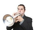 Stylish jazz man playing the trumpet Royalty Free Stock Photo