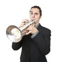 Stylish jazz man playing the trumpet Royalty Free Stock Photo