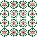 Stylish and joyful floral pattern in pink and green with stylized and geometric design, featuring dark floor