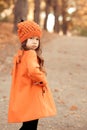 Stylish kid girl posing in winter jacket Royalty Free Stock Photo