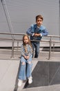 stylish kids in casual denim attire