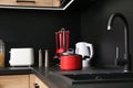 Stylish kitchen with houseware and appliances