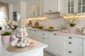 Interior of stylish kitchen with Easter decor Royalty Free Stock Photo