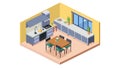 Stylish Kitchen with Island Isometric Home Interior, vector design Generative AI Royalty Free Stock Photo