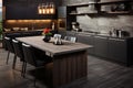 Stylish kitchen with sleek dark wood cabinetry for a modern look Royalty Free Stock Photo