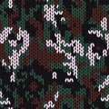 Stylish knitted military camo. Green wool camouflage pattern . Seamless texture. Design for fabric printing. Vector background Royalty Free Stock Photo
