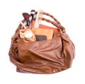 Stylish ladies' handbag with cosmetics Royalty Free Stock Photo