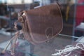 Stylish leather bag in the shop window Royalty Free Stock Photo