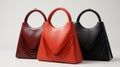 Stylish Leather Bags In Various Colors - Feminine Curves And Sculptural Expression Royalty Free Stock Photo