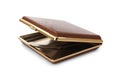 Stylish leather cigarette case isolated on white Royalty Free Stock Photo