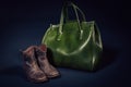 Stylish leather shoes and bag Royalty Free Stock Photo