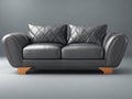 Stylish leather sofa. Interior design. Generative AI Royalty Free Stock Photo