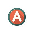 Stylish Letter A Icon with Circular Border and Shadow Graphic Flat Design Royalty Free Stock Photo