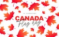 Stylish Lettering - February 15th - Canada Flag Day. Orange autumn falling maple leaves. Festive greeting poster for Canada Day Royalty Free Stock Photo