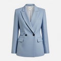 Elegant light blue double-breasted blazer with notched lapel Royalty Free Stock Photo